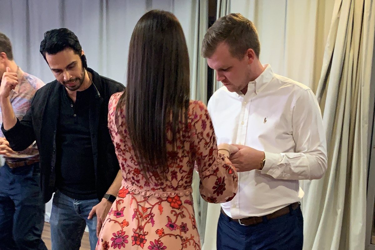 Avissh Trivedi coaching a couple through a private dance lesson