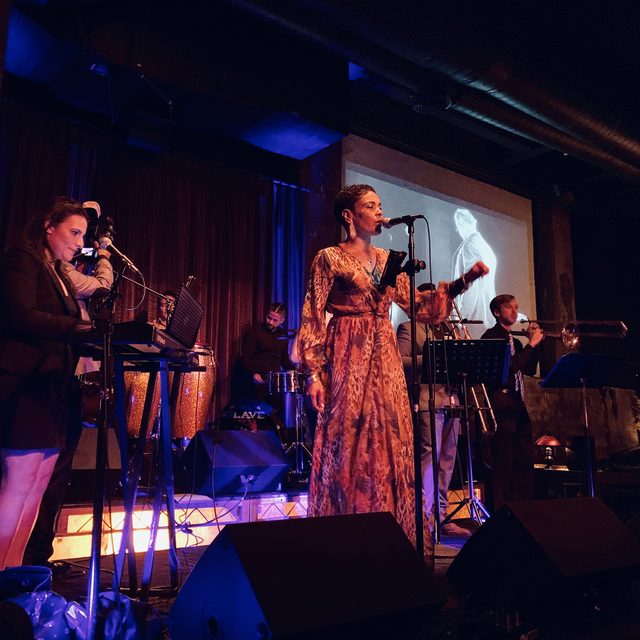 A live Latin band performing at a Salsa Dance LA night